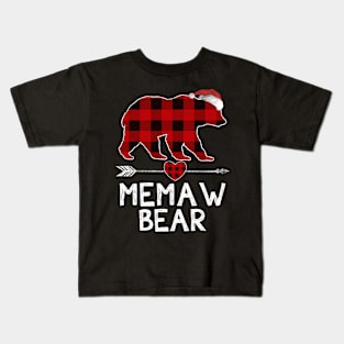 Red Plaid Memaw Bear Santa Arrow Shirt Matching Pajama Family Kids T-Shirt